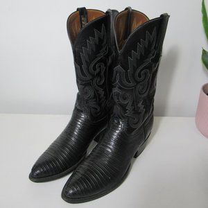 Lucchese Classics Cowboy Boots Black Lizard Goat